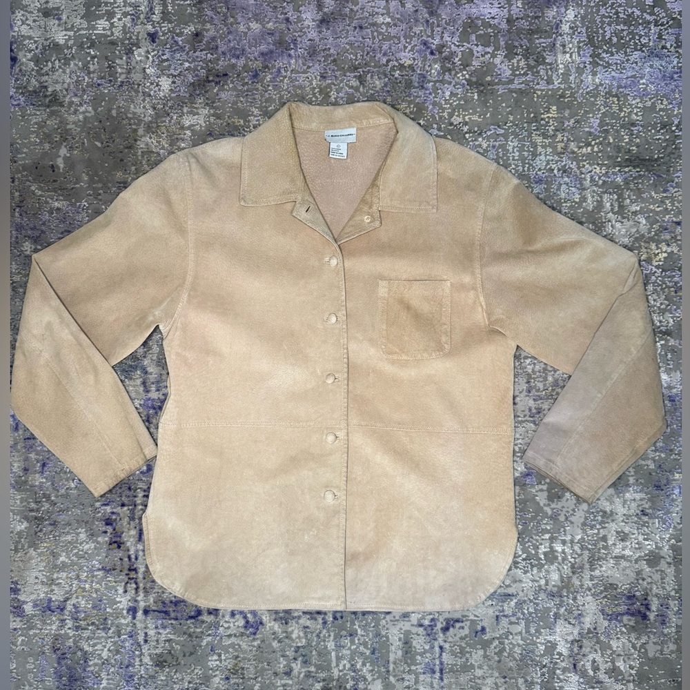 J. Marco Galleries Tan Suede Button Down Shirt